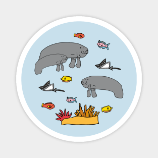 Manatee with colorful fish Magnet